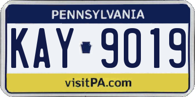 PA license plate KAY9019