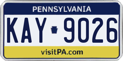 PA license plate KAY9026