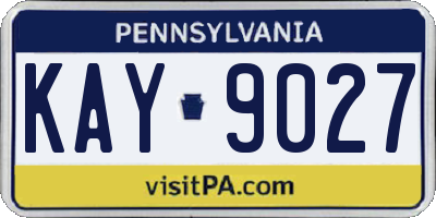 PA license plate KAY9027