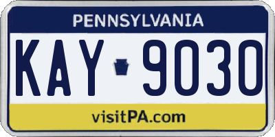 PA license plate KAY9030