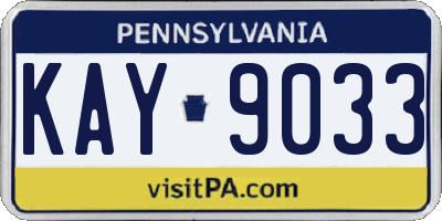 PA license plate KAY9033