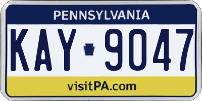 PA license plate KAY9047