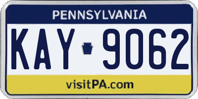 PA license plate KAY9062