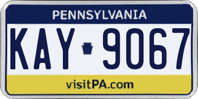 PA license plate KAY9067