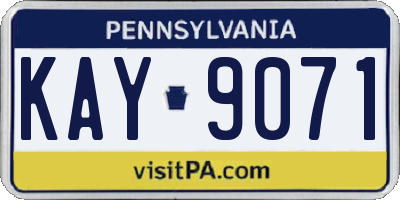 PA license plate KAY9071