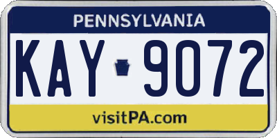 PA license plate KAY9072