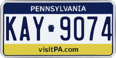 PA license plate KAY9074