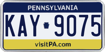 PA license plate KAY9075