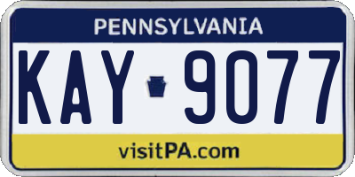 PA license plate KAY9077