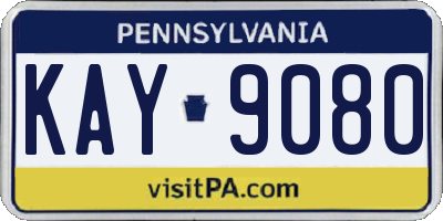 PA license plate KAY9080