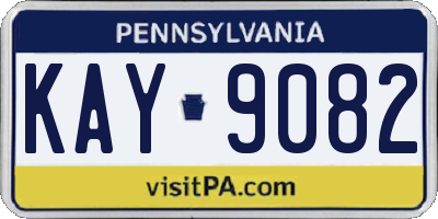 PA license plate KAY9082
