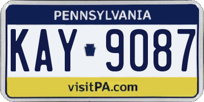 PA license plate KAY9087