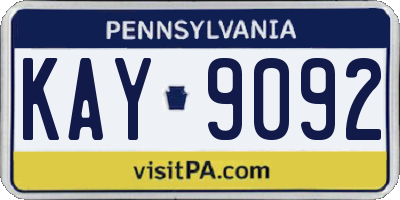 PA license plate KAY9092
