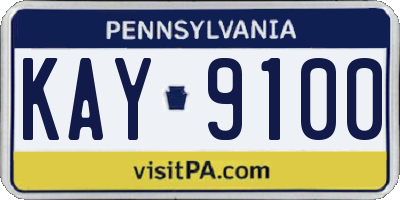 PA license plate KAY9100