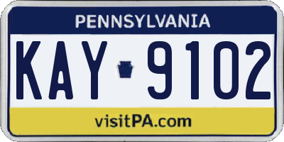 PA license plate KAY9102