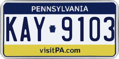 PA license plate KAY9103