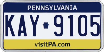 PA license plate KAY9105