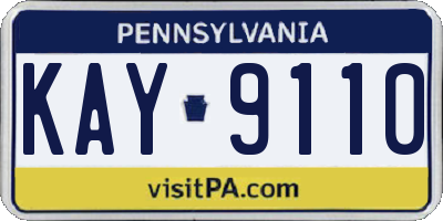 PA license plate KAY9110