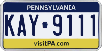 PA license plate KAY9111
