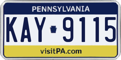 PA license plate KAY9115