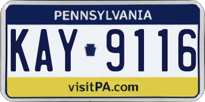 PA license plate KAY9116