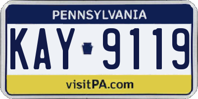 PA license plate KAY9119