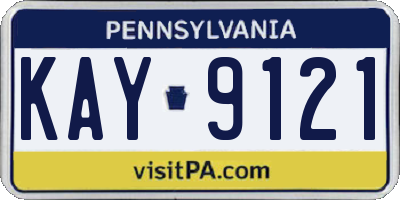 PA license plate KAY9121