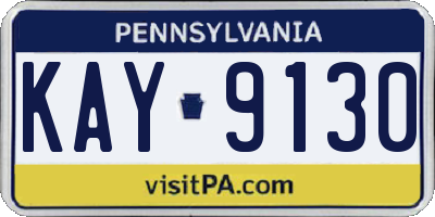 PA license plate KAY9130
