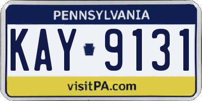 PA license plate KAY9131