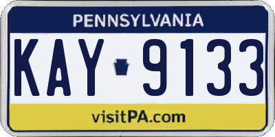 PA license plate KAY9133