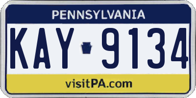 PA license plate KAY9134