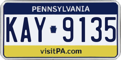 PA license plate KAY9135