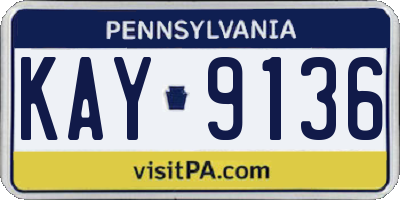 PA license plate KAY9136