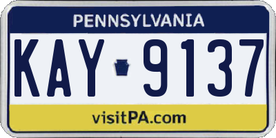 PA license plate KAY9137