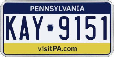 PA license plate KAY9151