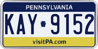 PA license plate KAY9152