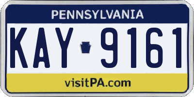 PA license plate KAY9161