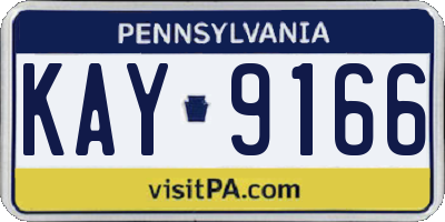 PA license plate KAY9166