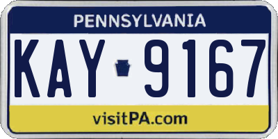 PA license plate KAY9167