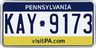 PA license plate KAY9173