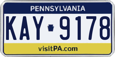 PA license plate KAY9178