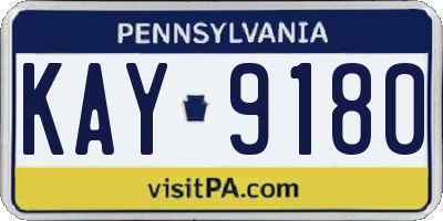 PA license plate KAY9180