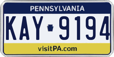 PA license plate KAY9194