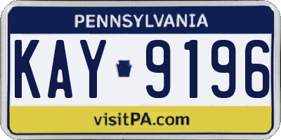 PA license plate KAY9196