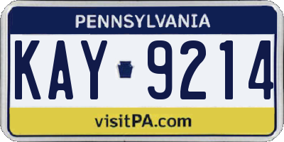 PA license plate KAY9214