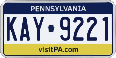 PA license plate KAY9221