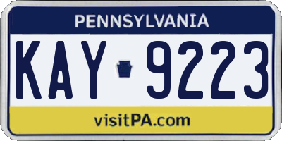 PA license plate KAY9223