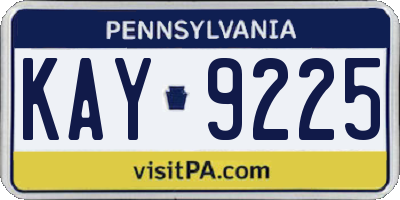 PA license plate KAY9225