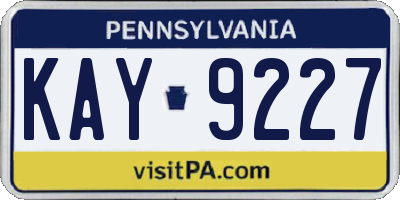 PA license plate KAY9227