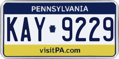 PA license plate KAY9229